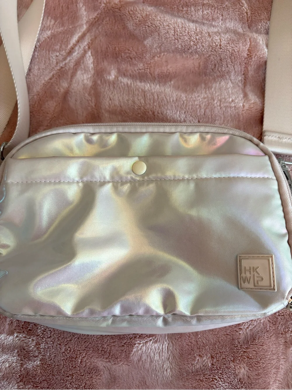iHKWIP Iridescent Pearl Crossbody Bag Convertible Belt Bag